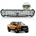กระจังหน้า ดำด้าน ไฟ LED 4 จุด (สามารถเลือกสีไฟ LED ได้) พร้อม โลโก้ ม้า mustang (โลโก้ม้าสามารถเลือกสีได้) Ford Ranger 2015 MC ใหม่ Ford Ranger ฟอร์ด เรนเจอร์ All new ranger 2015 mc ส่งฟรี ems