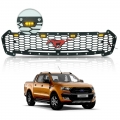 กระจังหน้า ดำด้าน ไฟ LED 4 จุด (สามารถเลือกสีไฟ LED ได้) พร้อม โลโก้ ม้า mustang (สามารถเลือก สีม้าได้) Ford Ranger 2015 MC ใหม่ Ford Ranger ฟอร์ด เรนเจอร์ All new ranger 2015 mc ส่งฟรี ems