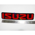 LOGO  ISUZU ตัวอักษรแดง พื้น เคฟล่าร์ Kevra โลโก้ติดหน้ากระจัง isuzu d-max 