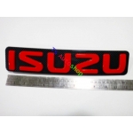 LOGO  ISUZU ตัวอักษรแดง พื้น เคฟล่าร์ Kevra โลโก้ติดหน้ากระจัง isuzu d-max 