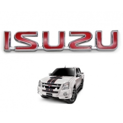 logo logo isuzu red chome โลโก้ อีซูซุ สีแดง ขอบชุป