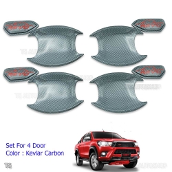 เบ้ากลม เบ้ารองมือเปิดประตู 4 ประตู เคฟล่าร์ดำ carbon kevlar คาร์บอน Toyota  Hilux Revo 2015 รีโว้ 2015 ส่งฟรี ems