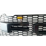 กระจังหน้า หน้ากระจัง ดำด้าน แดง ขาว  เปลี่ยนเฉพาะตรงกลาง ตัวหนังสือ Ford ใส่ ฟอร์ด เรนเจอร์ All New Ford Ranger 2015  LED 3 จุด ไฟสีส้ม V.2 ส่งฟรี EMS